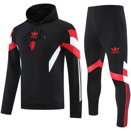 Mens Manchester United Hoodie Sweatshirt + Pants Training Suit Black III 2025/26
