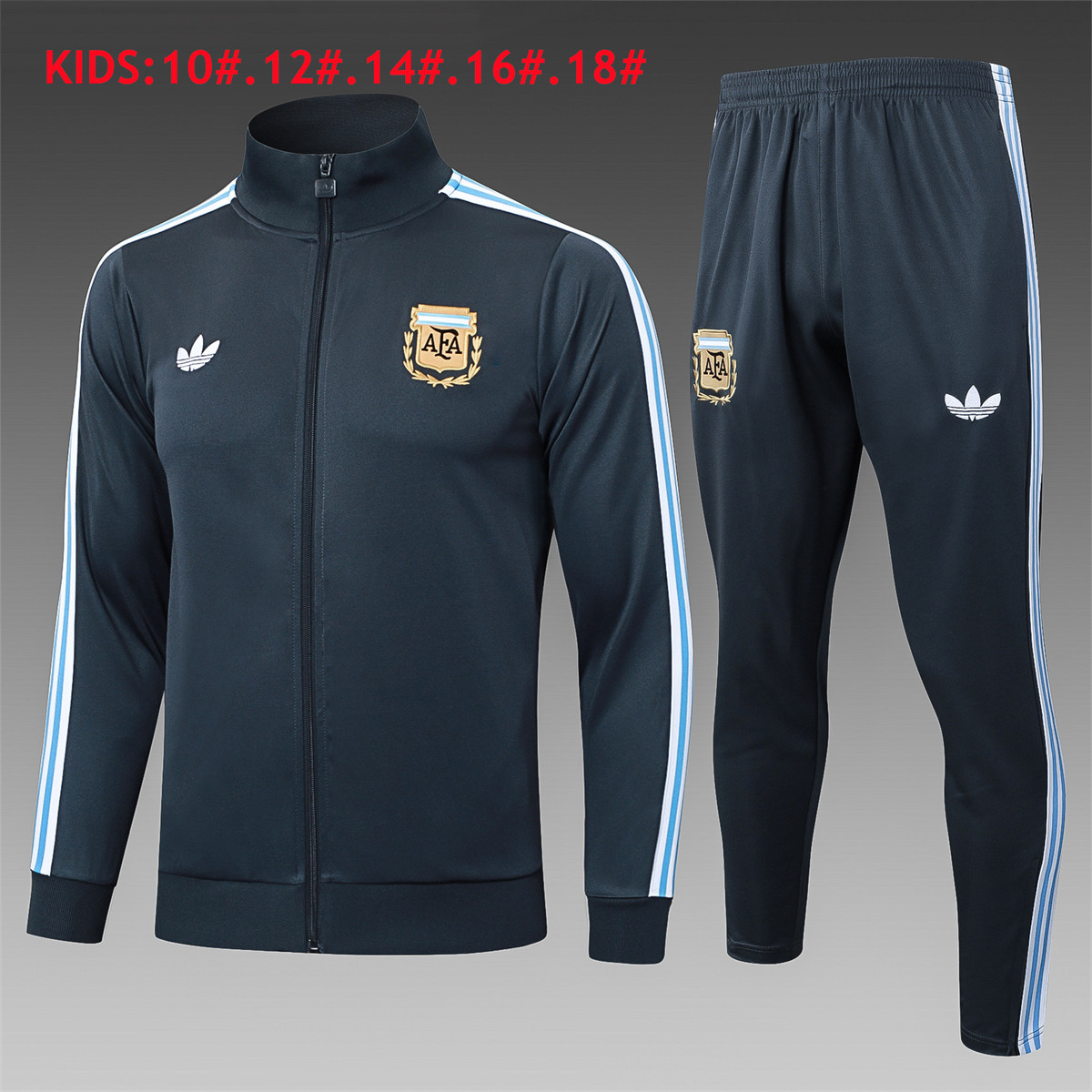 kids-argentina-jacket-pants-training-suit-dark-grey-2025-JerseyIo kids argentina jacket pants training suit dark grey 2025 JerseyIo